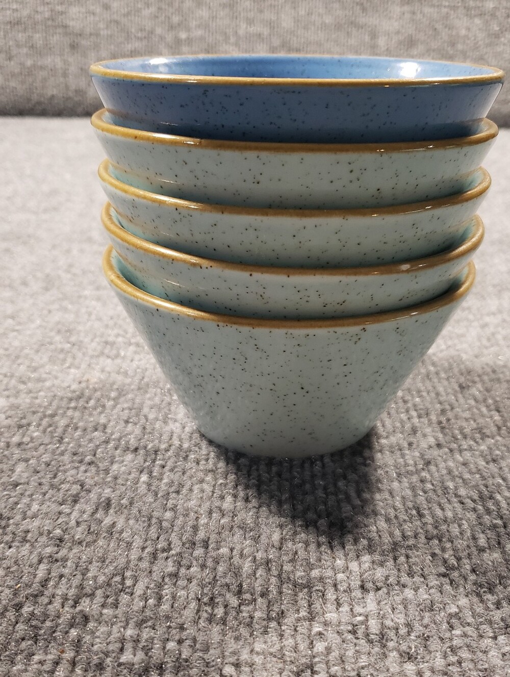 Set Of 5 Churchill Stonecast Zest Bowls England hand-decorated Duck Egg Blue T